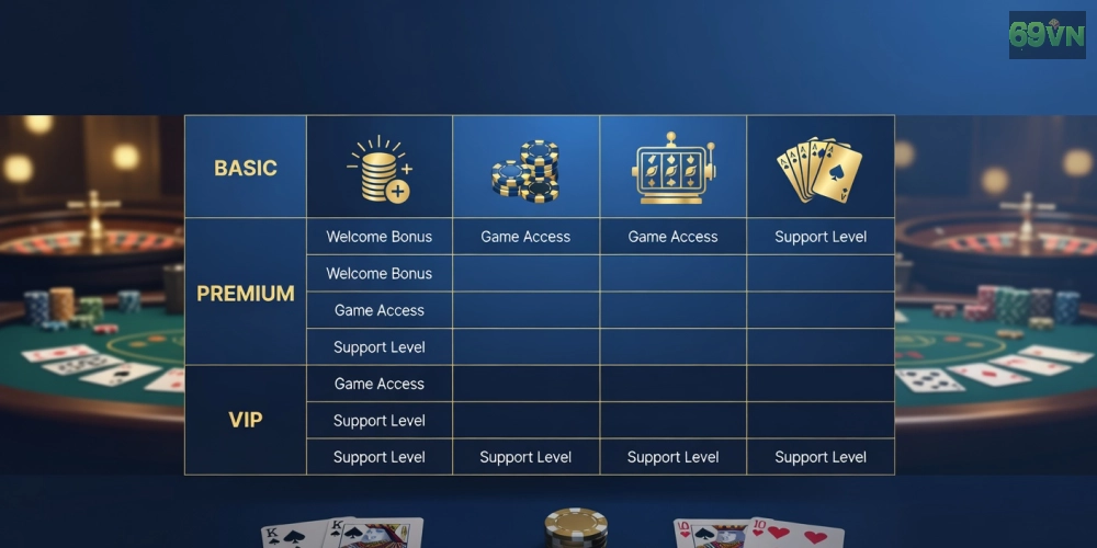 Bảng giá chi tiết các gói dịch vụ hotels with casinos 69vn năm 2025